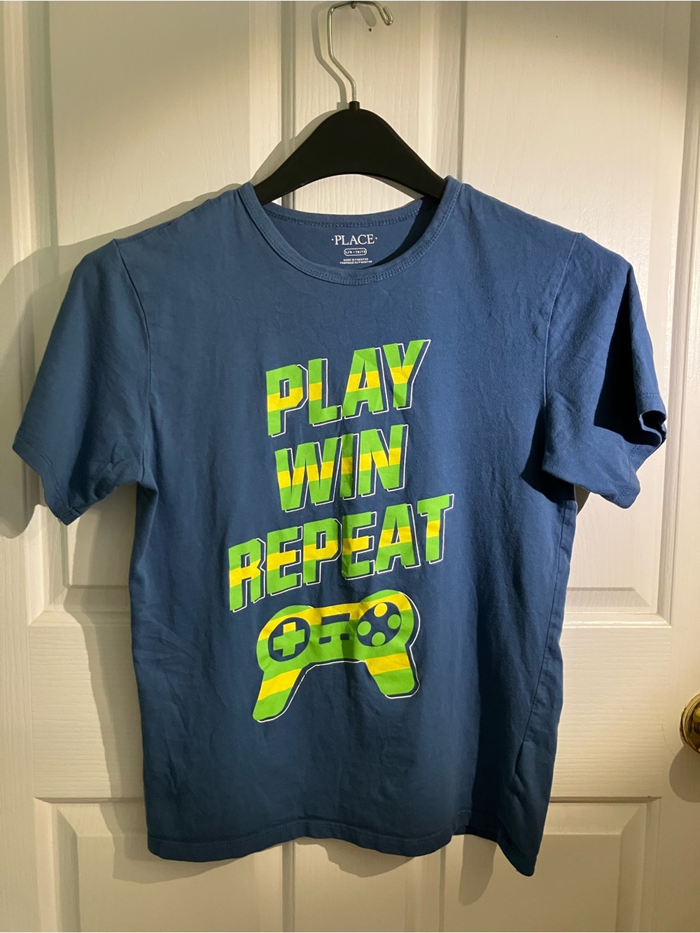 Place Blue Gamer Tee with Neon Green & Yellow Graphic